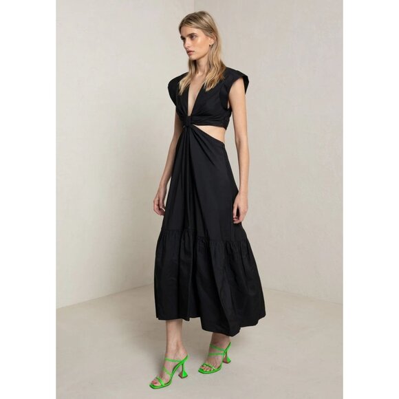 A.L.C. Alexandria Dress Black Cut Out Fit and Flare Cotton Midi Maxi 8 - Picture 4 of 16